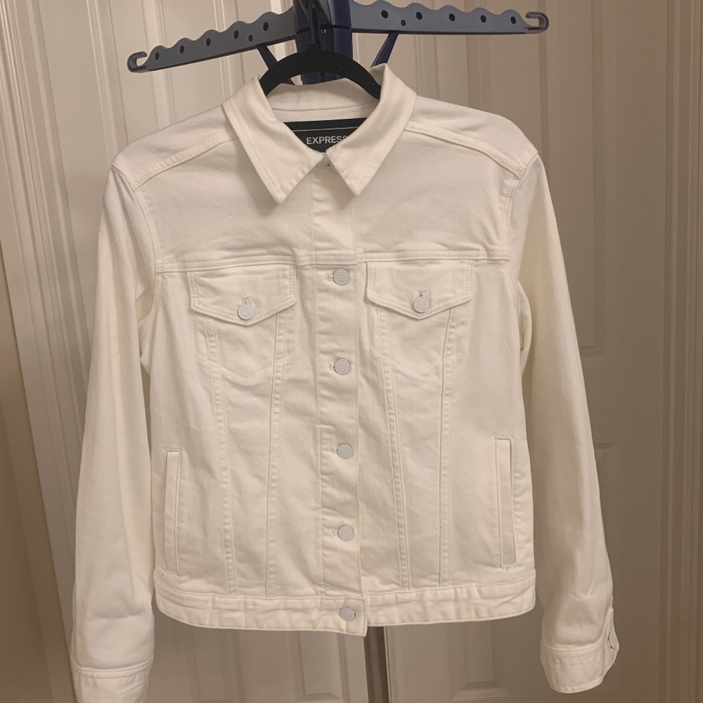 Express White Cotton Jean Jacket sz M